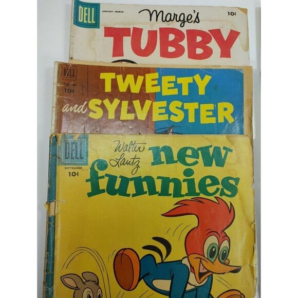 Dell Comics Collection Tubby Tweety Sylvester Daffy Duck Scamp Little Iodine VTG - Picture 2 of 8